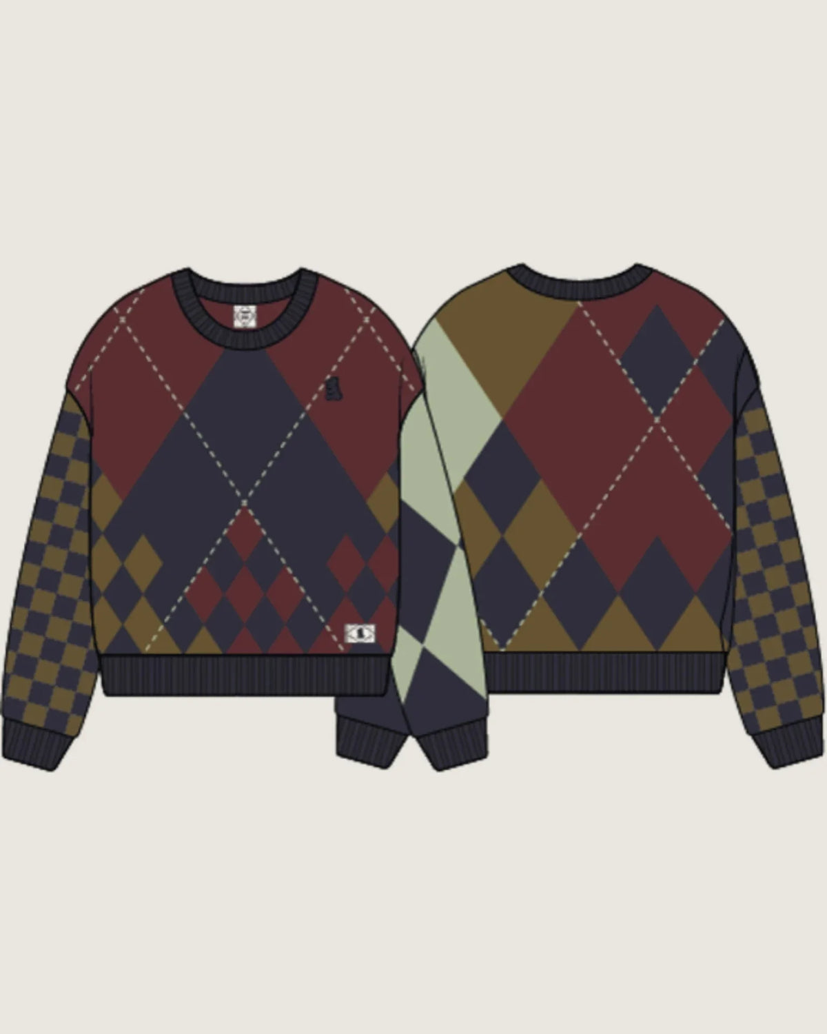 Vans Pringle Mens Pull Over Sweater navy/marshmallo Textil VN0011Z727F1 - 1