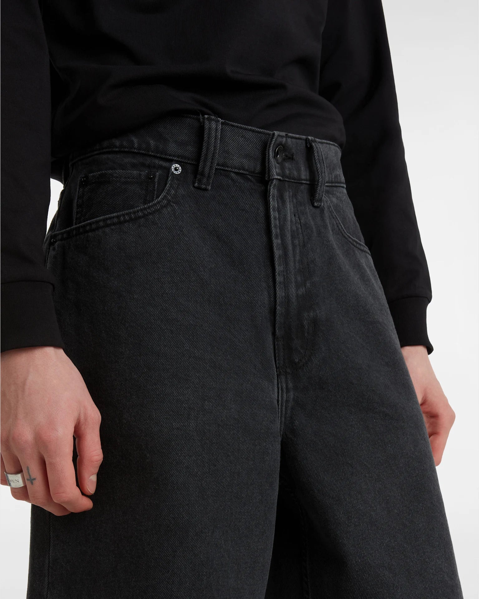 VANS Check-5 Baggy Denim Short Washed Black Rövidnadrág VN000C9VEMQ1 - 7