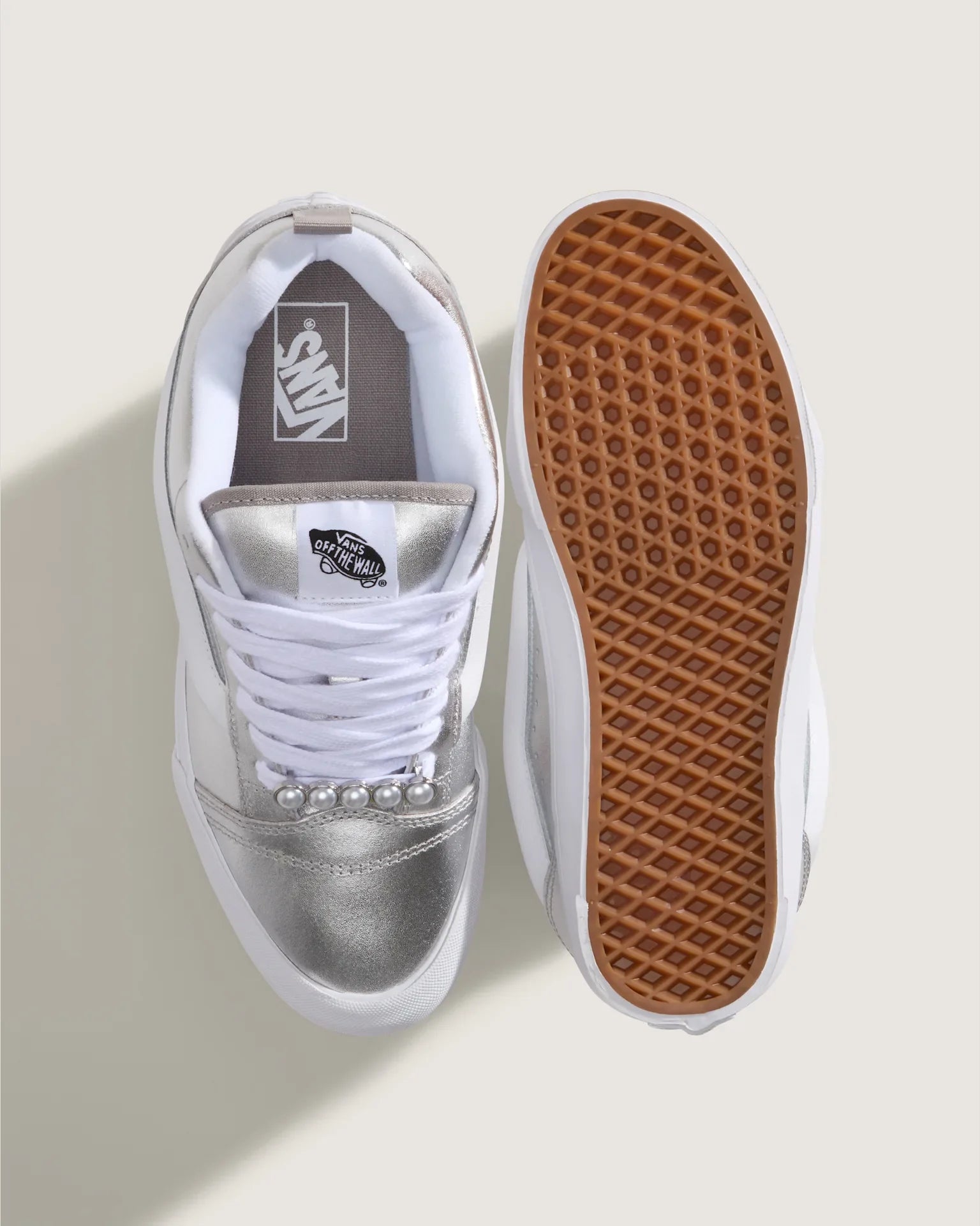 VANS Knu Skool METALLIC LEATHER SILVER Cipő VN000E9XSLV1 - 3