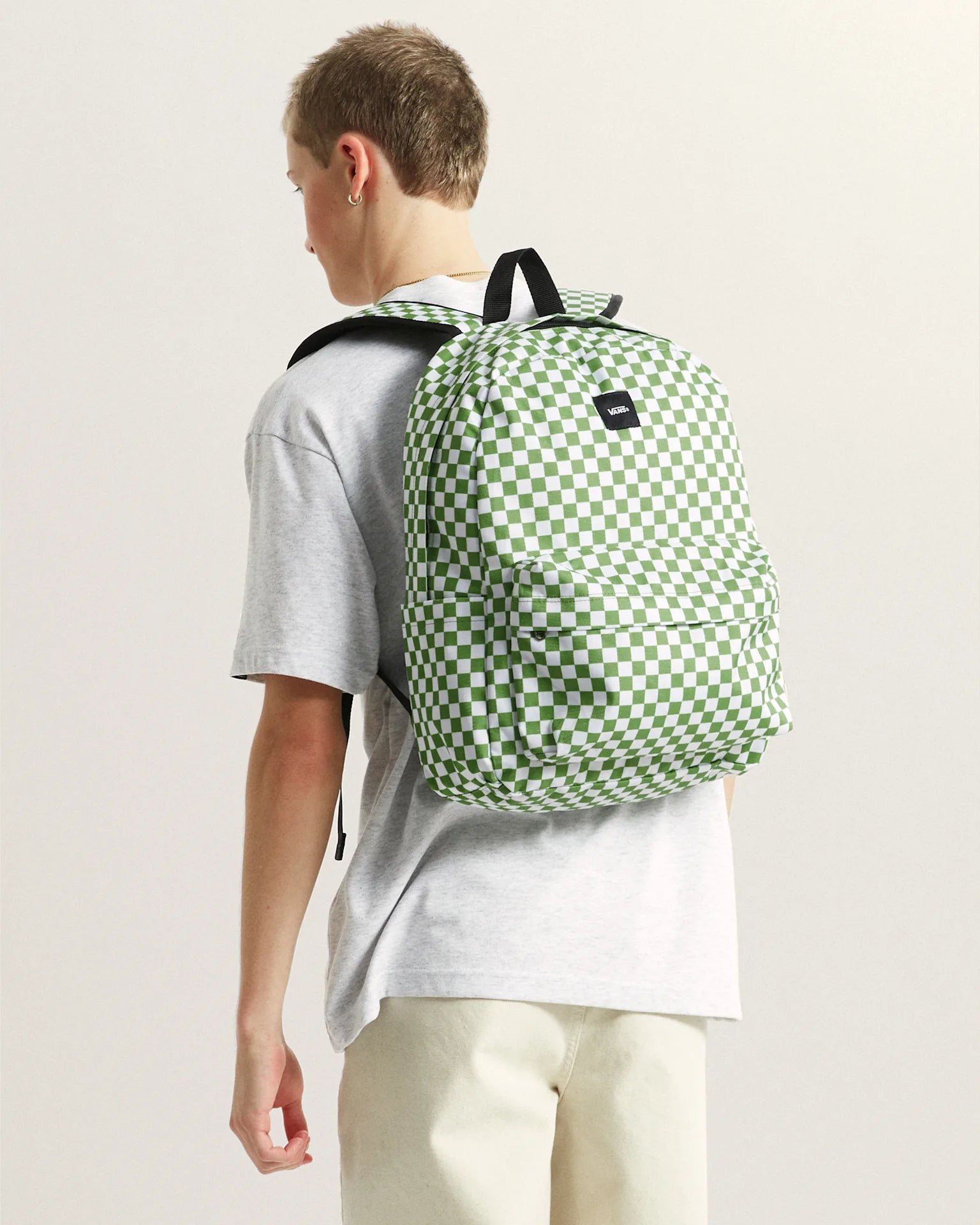 VANS Old Skool Check Backpack CHECKERBOARD Lime Burst Hátizsák VN000H4XFPB1 - 8