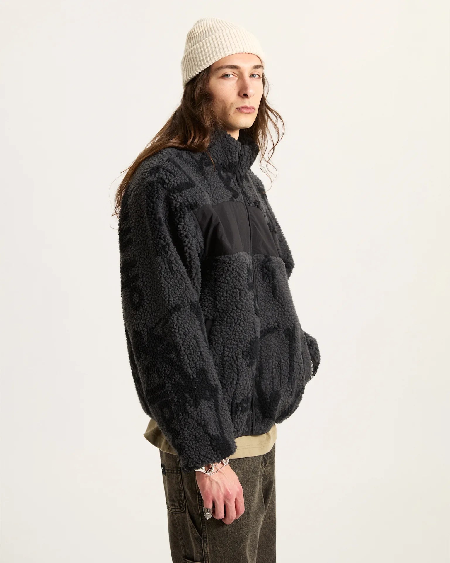 VANS Stiller Sherpa Full Zip ASPHALT/BLACK Pulóver VN000PB5O791 - 3