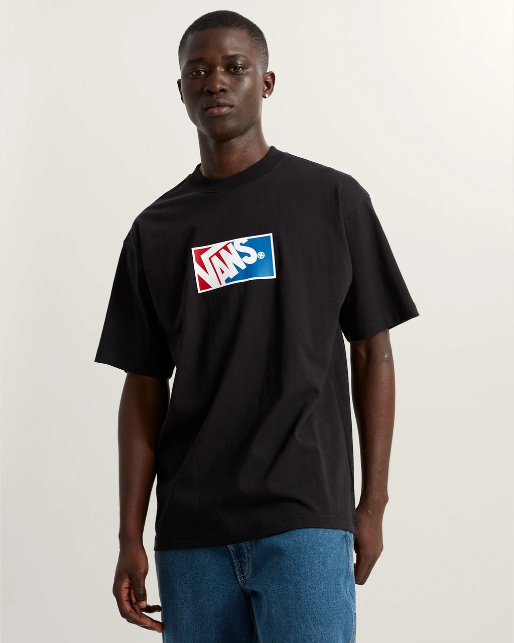 VANS Original Standards Blocked Box SS B Black/Racing Re Póló VN000PFBBRR1 - 3