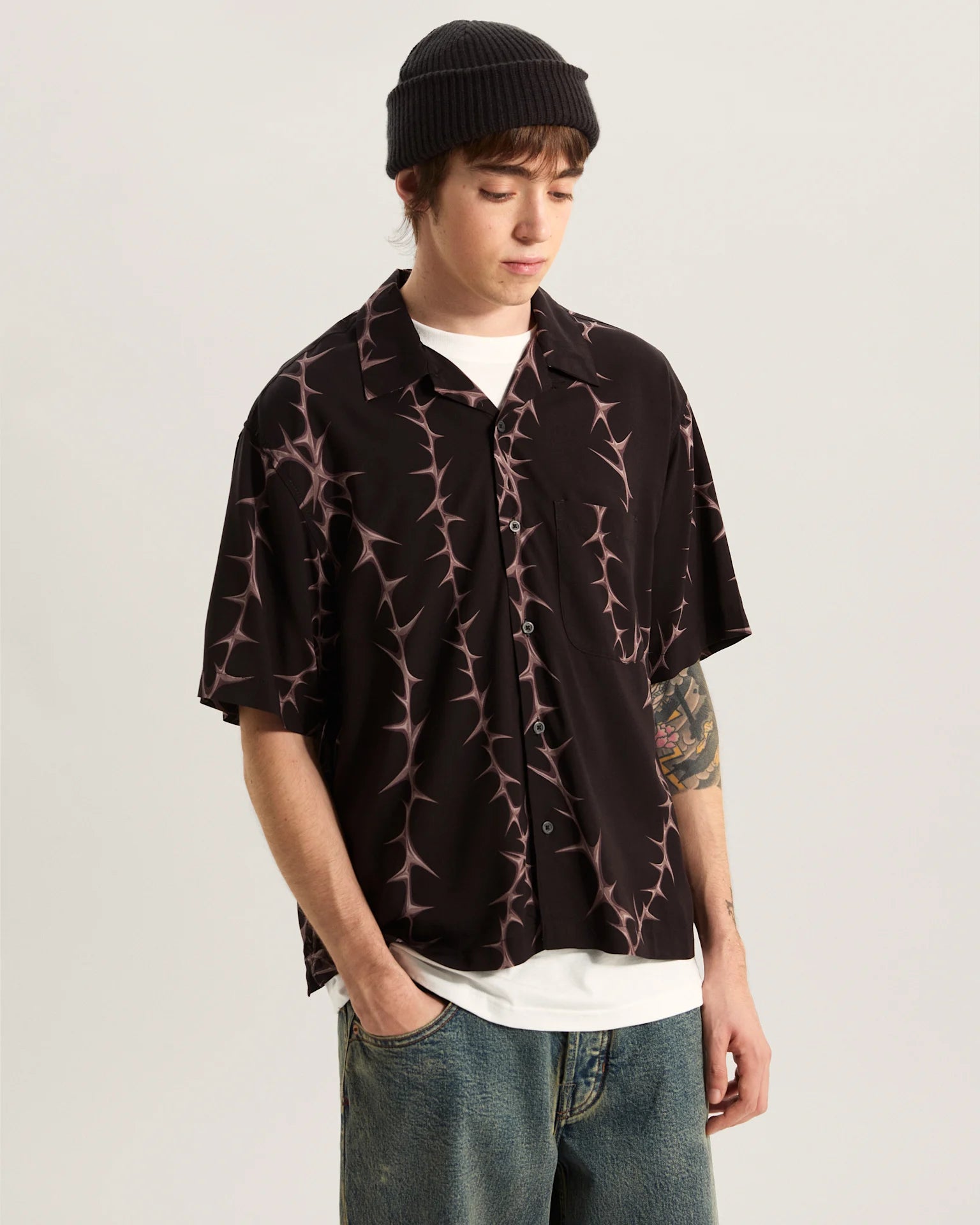 VANS Van Doren Printed Camp SS Shirt Black Ing VN000T9UBLK1 - 3
