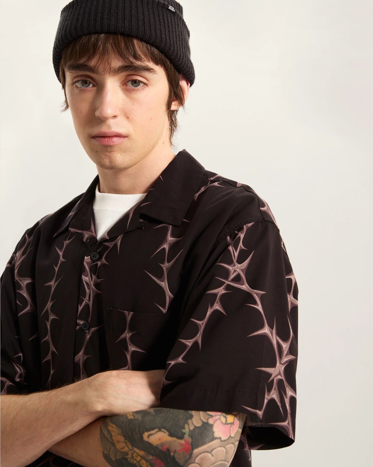 VANS Van Doren Printed Camp SS Shirt Black Ing VN000T9UBLK1 - 6