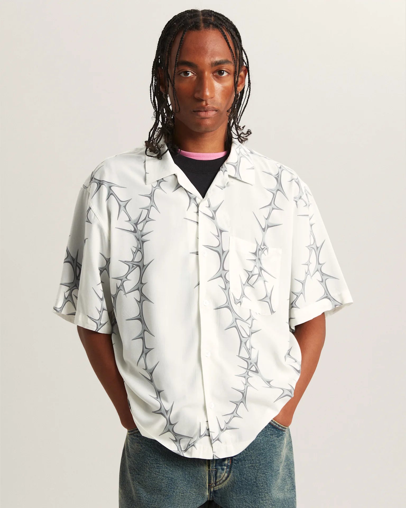 VANS Van Doren Printed Camp SS Shirt White Ing VN000T9UWHT1 - 3