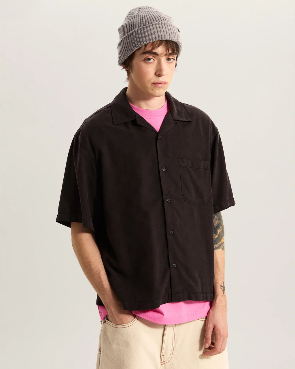 VANS Van Doren Tencel Check Camp SS Shirt Black Ing VN000TA4BLK1 - 3