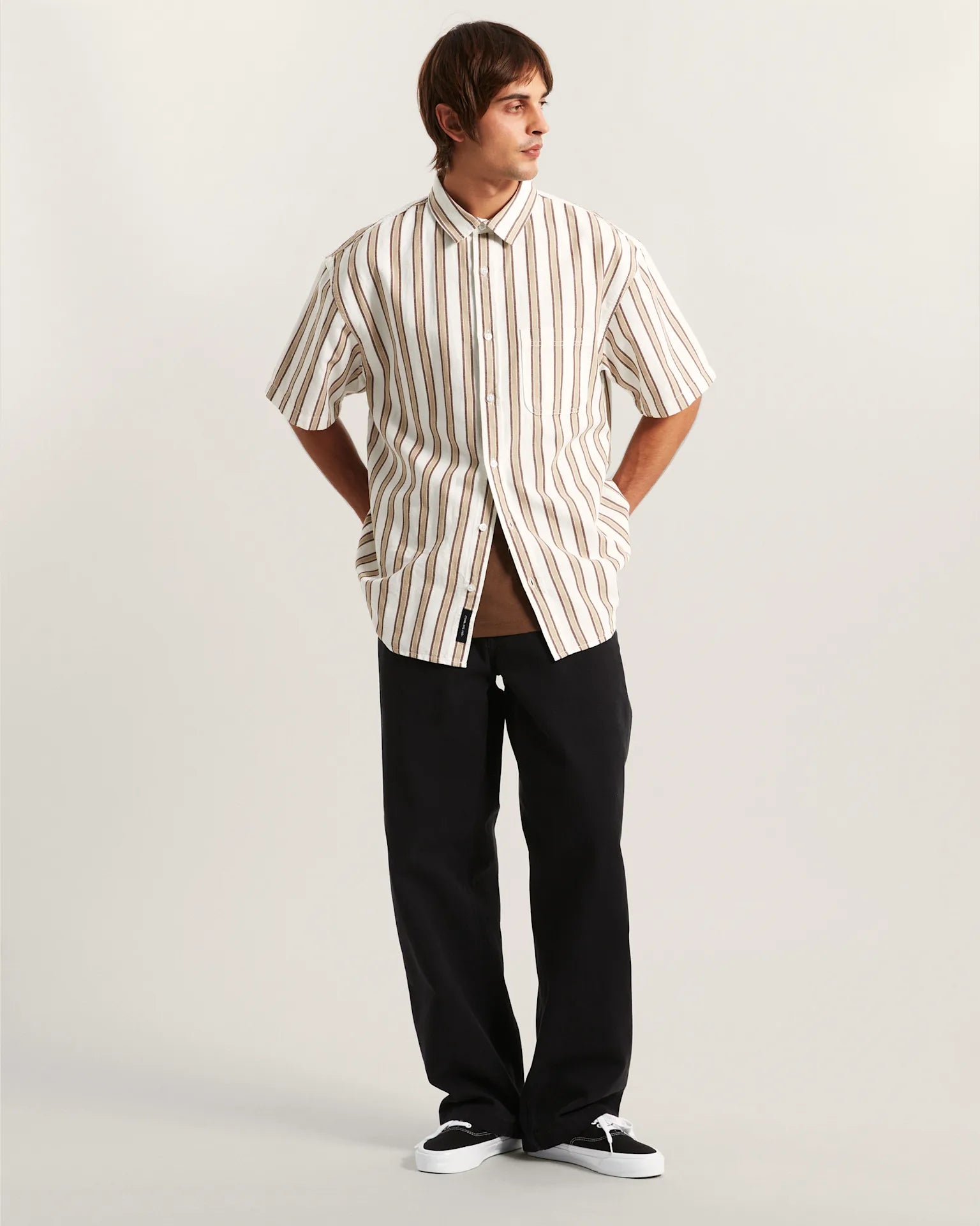 VANS Lawson Stripe SS Shirt WHITE/Potting Soil Ing VN000TADGCQ1 - 5