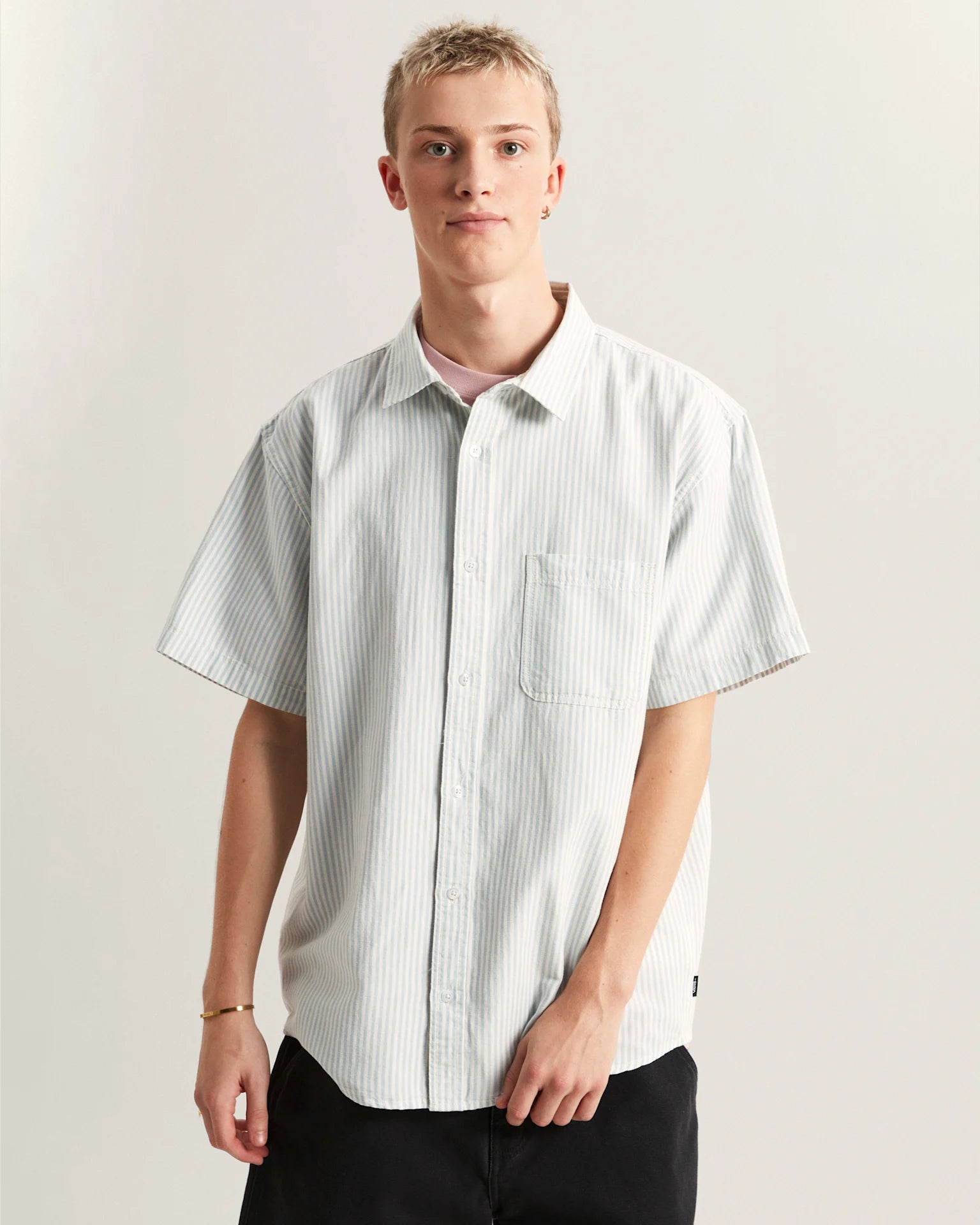 VANS Lawson Stripe SS Shirt Dawn Mist/Marshmallow Ing VN000TAGGCH1 - 3