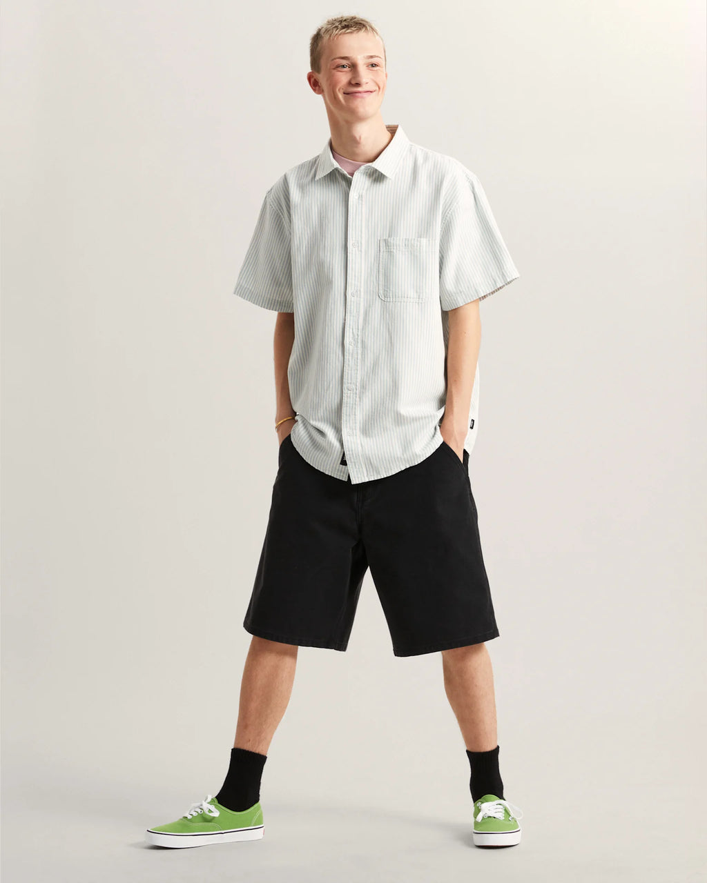 VANS Lawson Stripe SS Shirt Dawn Mist/Marshmallow Ing VN000TAGGCH1 - 5