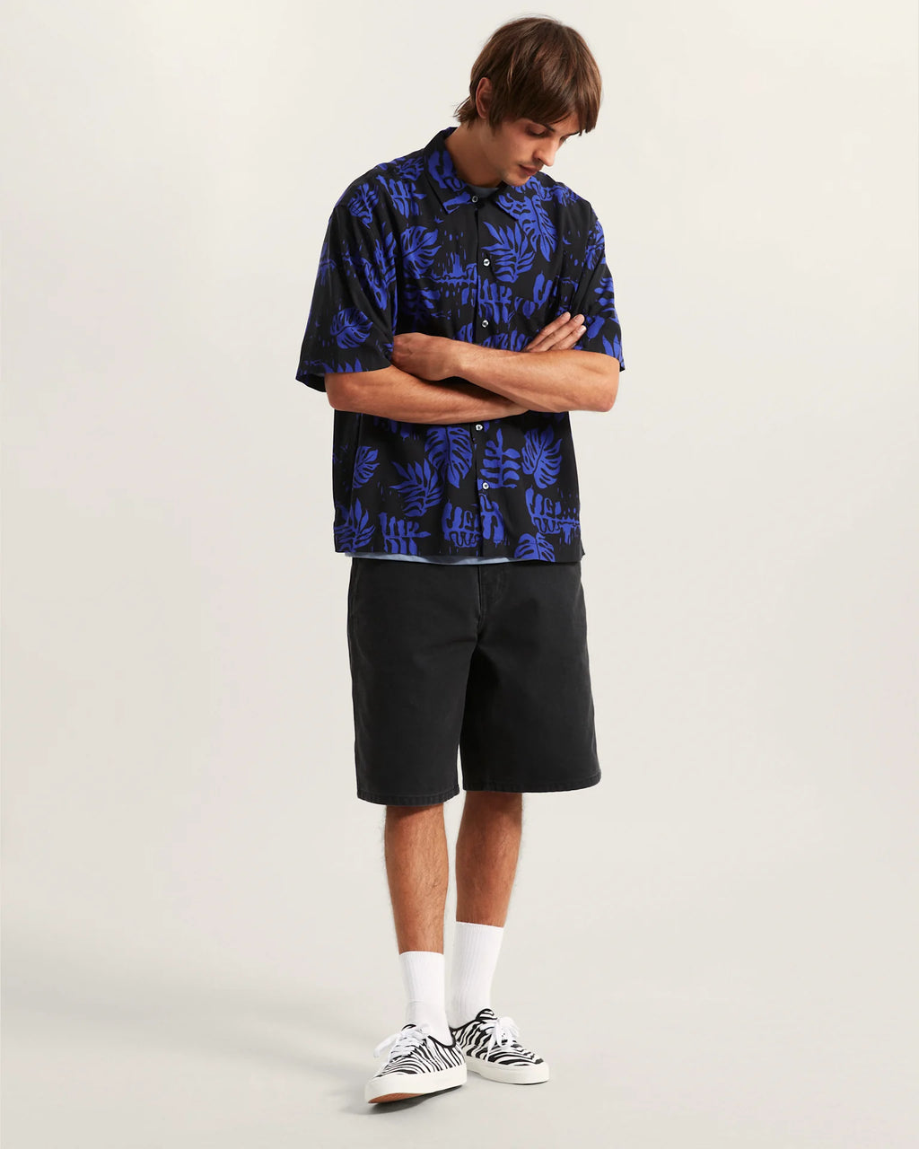 VANS Van Doren Printed Camp SS Shirt 3 Royal Cobalt Ing VN000VTPFRX1 - 5