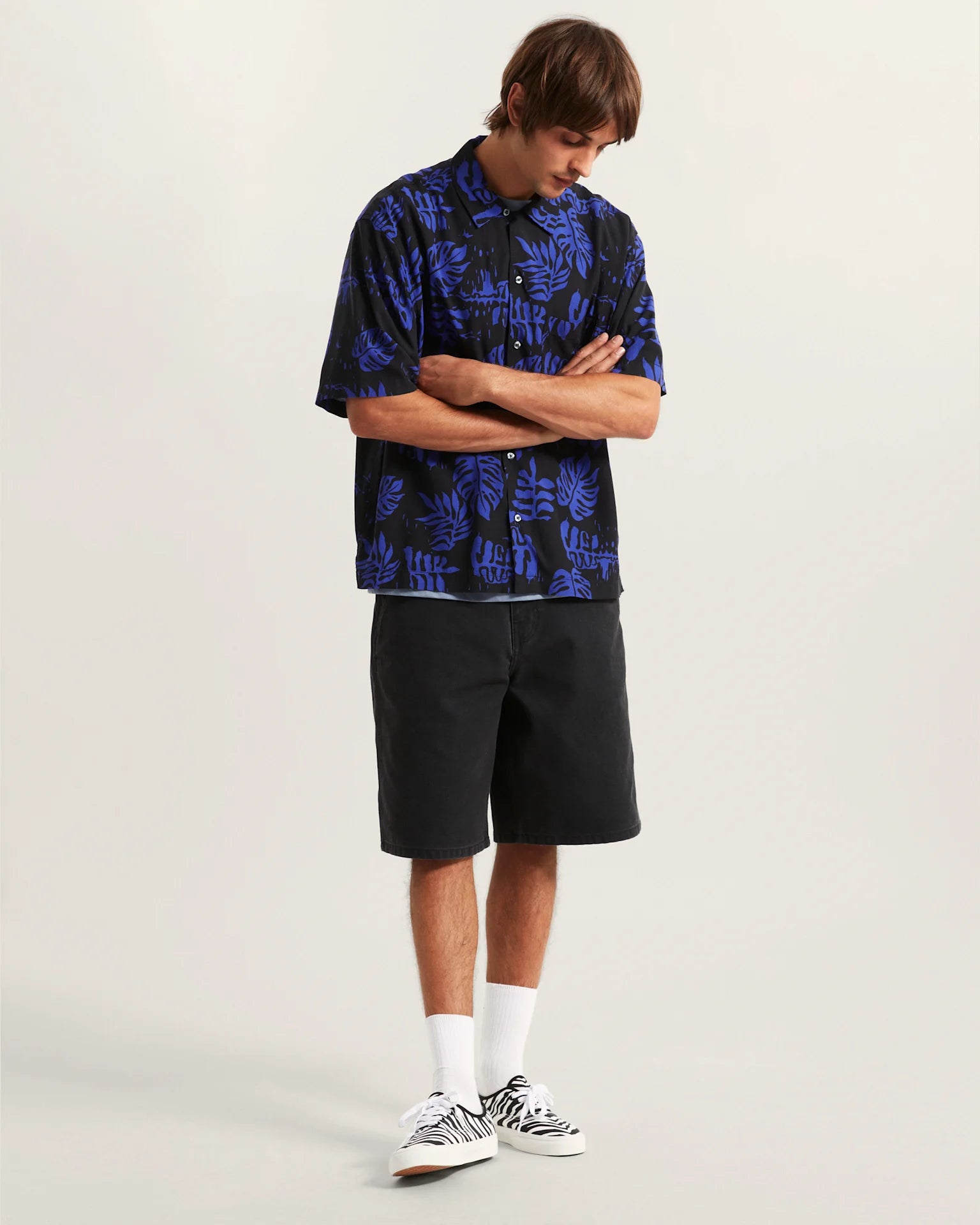 VANS Van Doren Printed Camp SS Shirt 3 Royal Cobalt Ing VN000VTPFRX1 - 5
