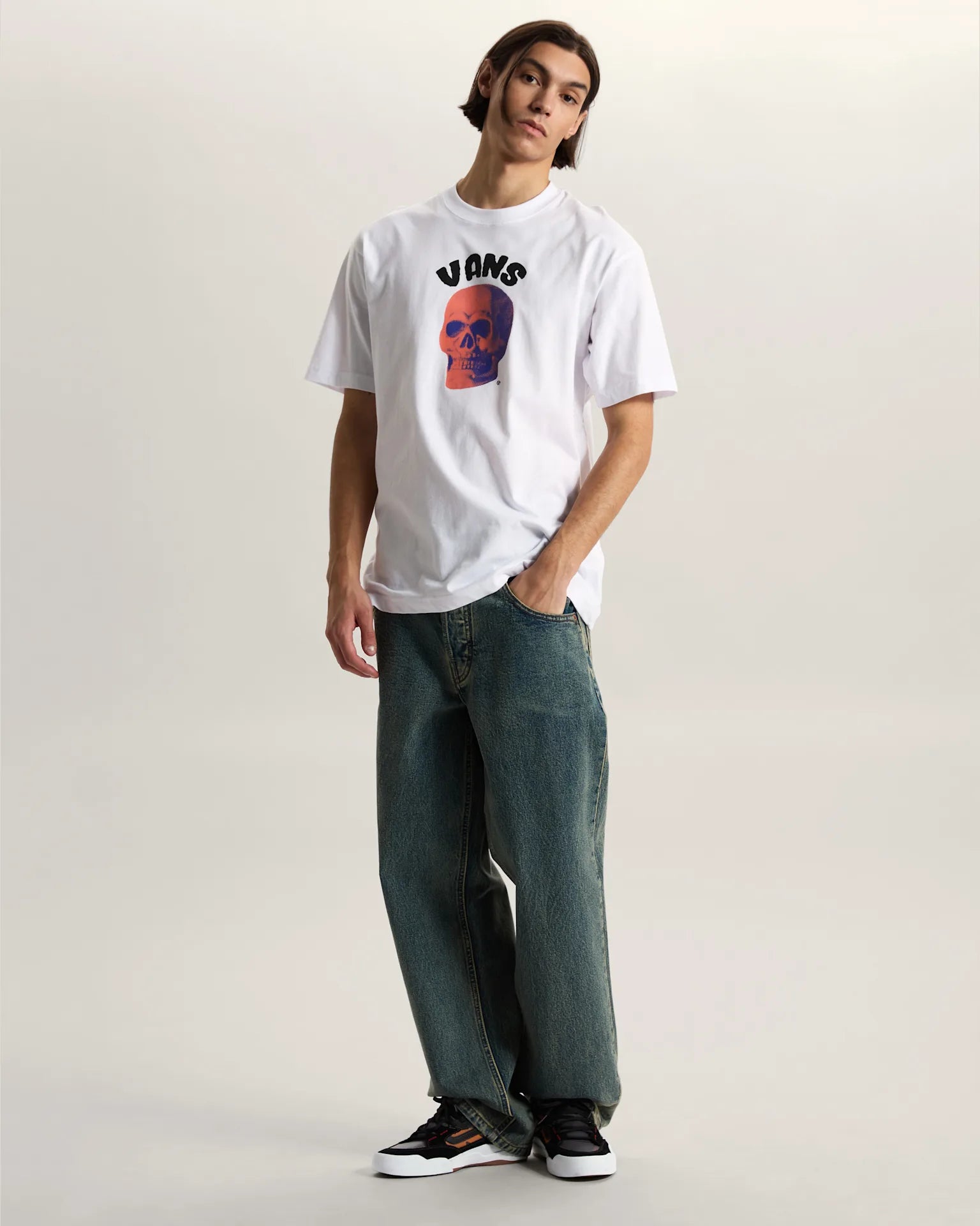 VANS BONE HEAD LOOSE SS TEE White Póló VN000VYWWHT1 - 5