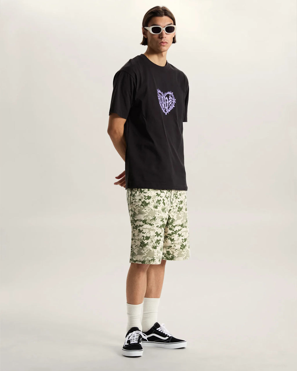VANS BARBED HEART LOOSE SS TEE Black Póló VN000W02BLK1 - 5