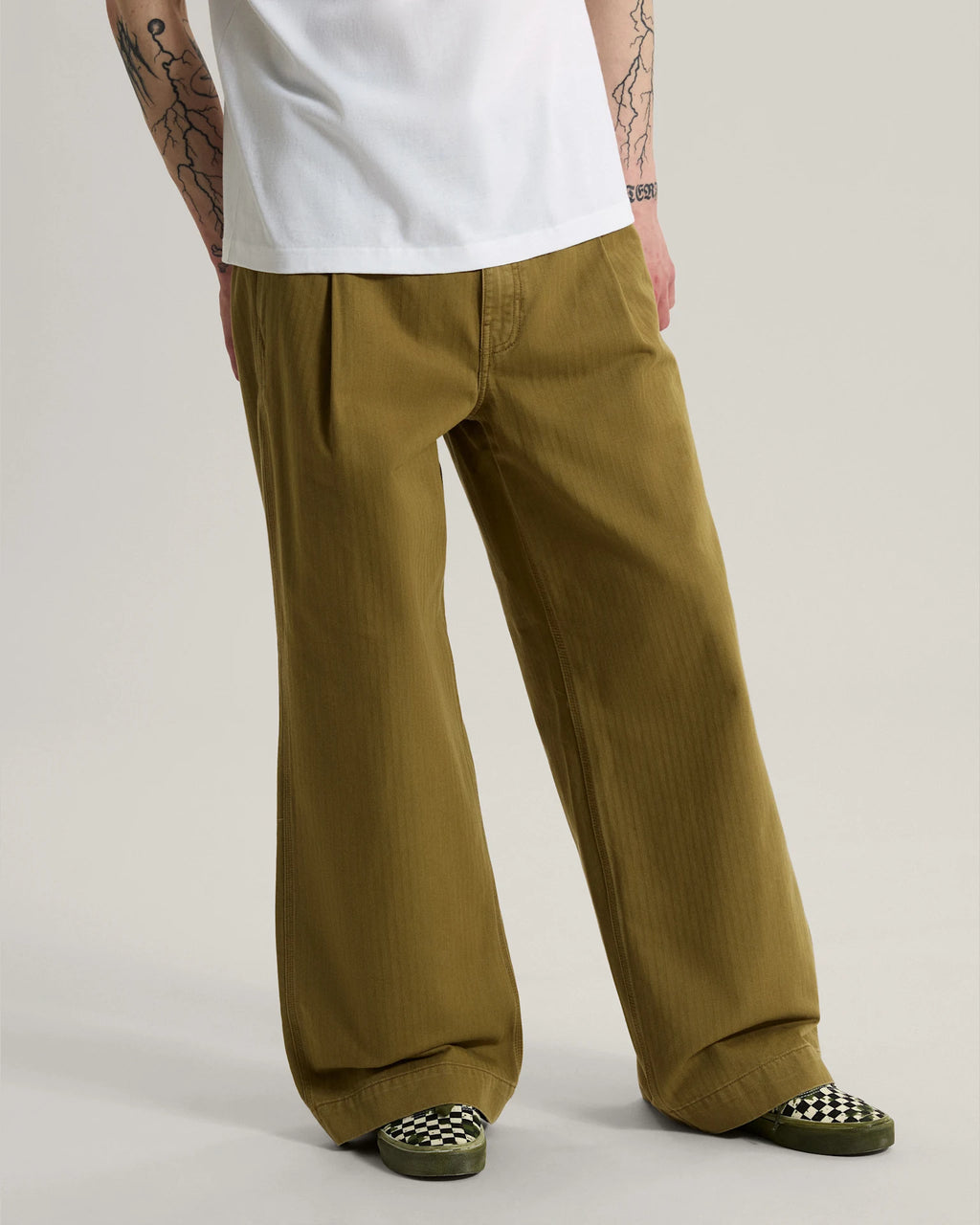 Vans Authentic Chino Loose Wide Leg Pant Olive Brown Textil VN000W1ROVB1 - 3