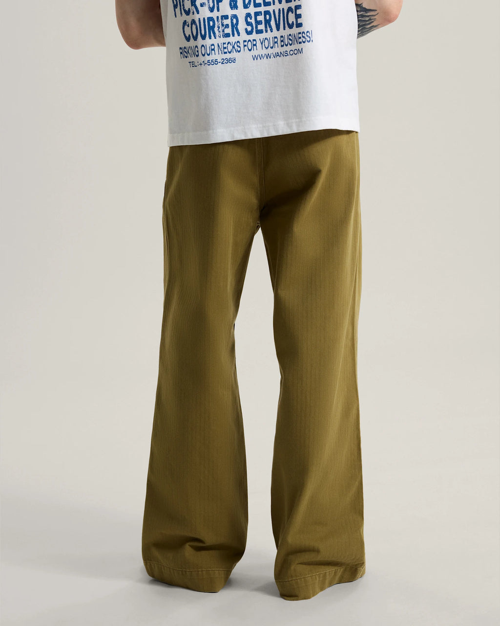 Vans Authentic Chino Loose Wide Leg Pant Olive Brown Textil VN000W1ROVB1 - 4
