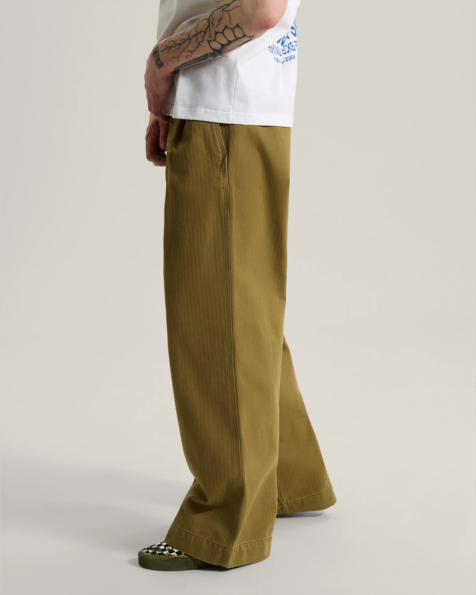 Vans Authentic Chino Loose Wide Leg Pant Olive Brown Textil VN000W1ROVB1 - 5