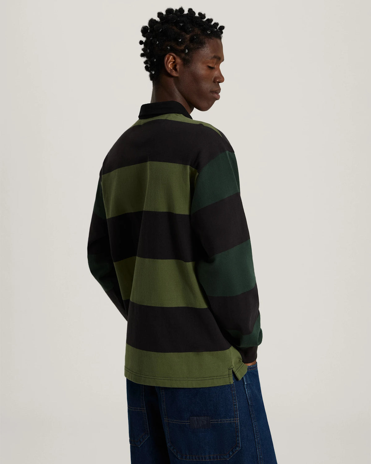 Vans 2-Tone Stripe Ward Rugby LS Black/Green Bal Textil VN00103DHU41 - 4