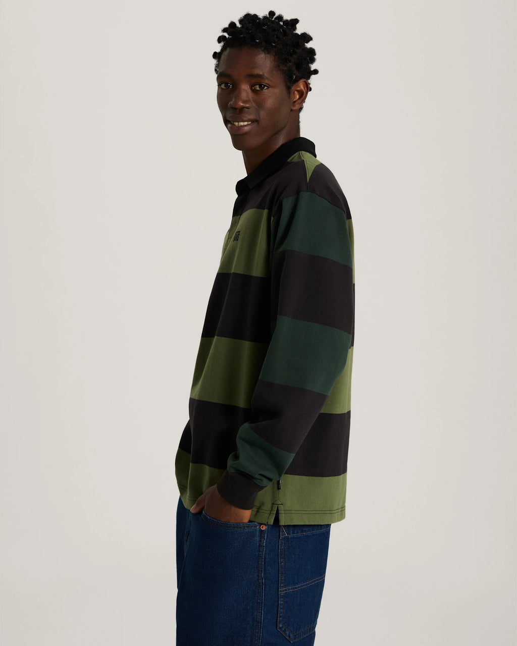 Vans 2-Tone Stripe Ward Rugby LS Black/Green Bal Textil VN00103DHU41 - 5